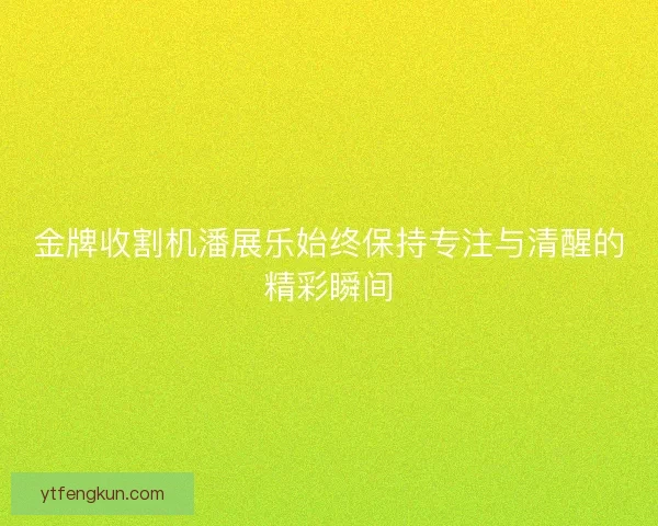金牌收割机潘展乐始终保持专注与清醒的精彩瞬间