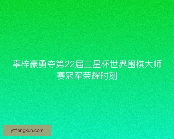 辜梓豪勇夺第22届三星杯世界围棋大师赛冠军荣耀时刻 辜梓豪勇夺第22届三星杯世界围棋大师赛冠军荣耀时刻